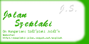 jolan szeplaki business card